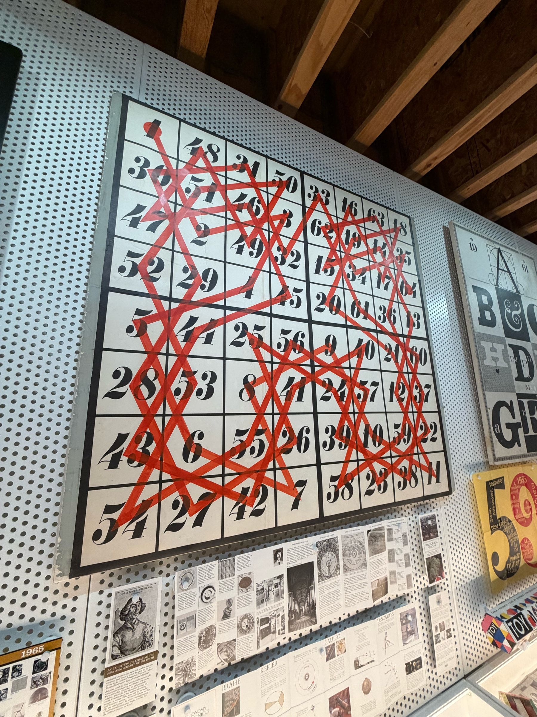 A Poster with a Magic Square, where all the columns and rows sum to the same number.